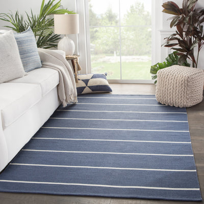 product image for corbina indoor outdoor stripes dark blue ivory design by jaipur 6 9