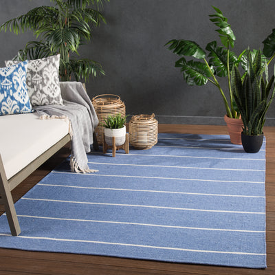 product image for Corbina Indoor/ Outdoor Stripe Blue & Ivory Area Rug 36