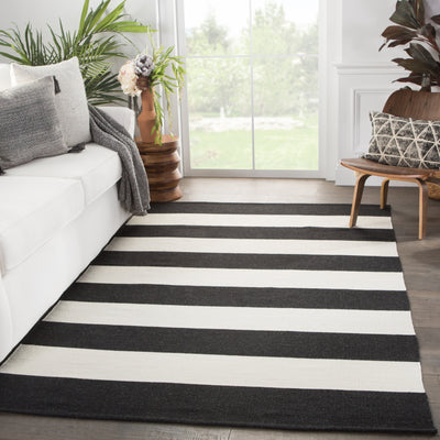 product image for Remora Indoor/ Outdoor Stripe Black & Ivory Area Rug 75
