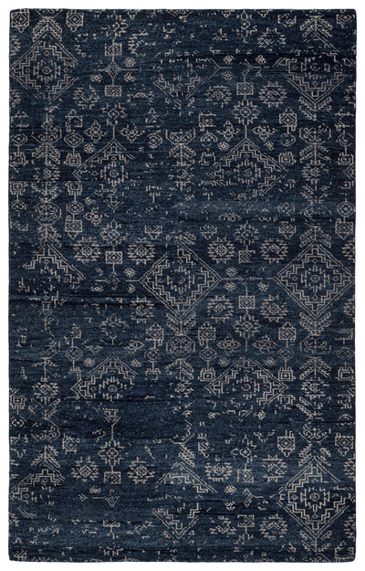 product image of Azuma Hand-Knotted Tribal Dark Blue/ Light Gray Rug by Jaipur Living 518