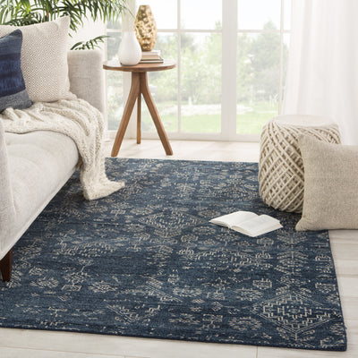 product image for Azuma Hand-Knotted Tribal Dark Blue/ Light Gray Rug by Jaipur Living 29