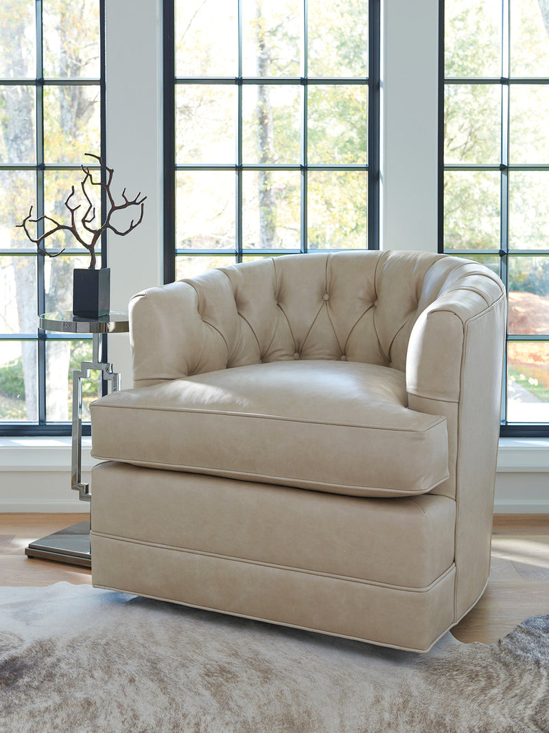 media image for cliffhaven leather swivel chair by barclay butera 01 5410 11sw ll 40 3 213