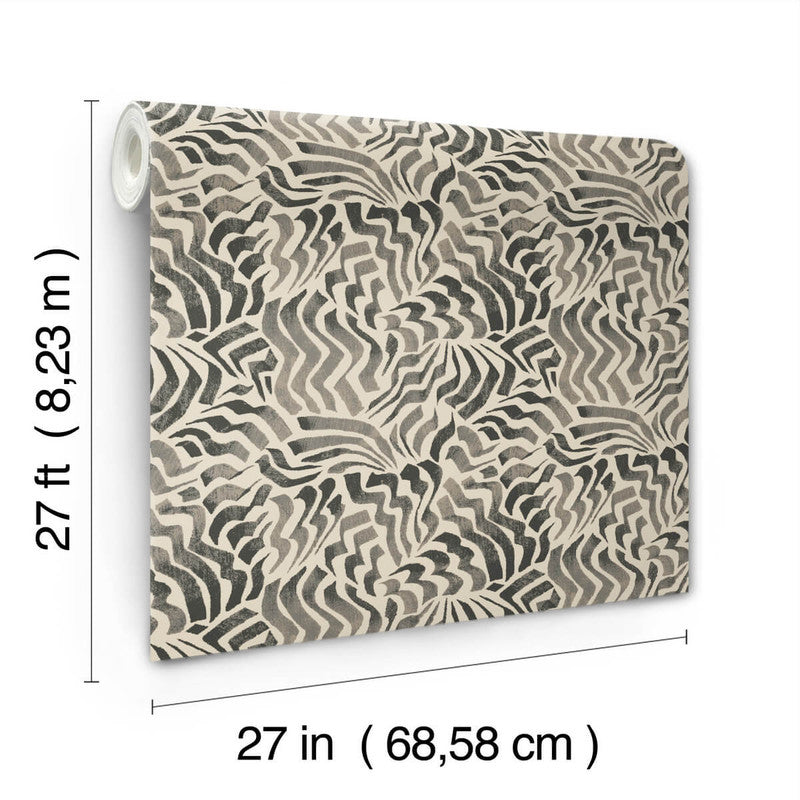 media image for Zora Wave Wallpaper in Charcoal 252