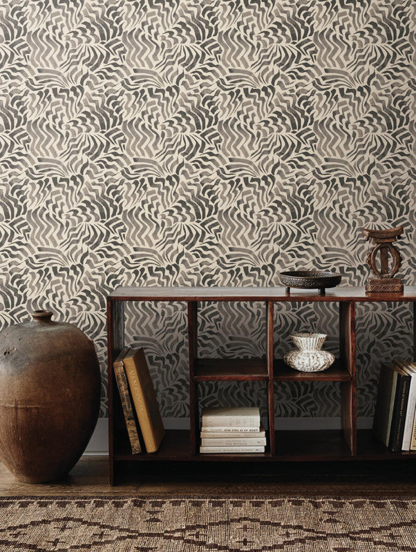 media image for Zora Wave Wallpaper in Charcoal 276