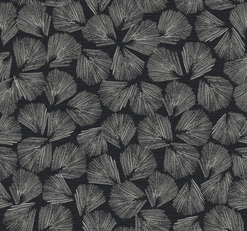 media image for Sample Elora Leaf Wallpaper in Black 22
