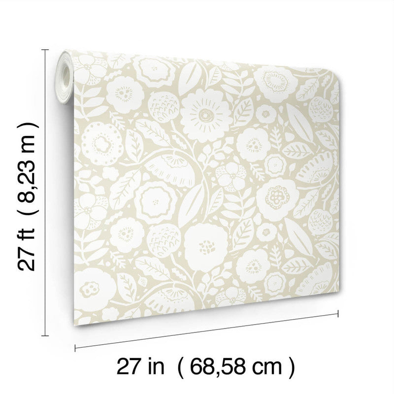 media image for Camille Blossom Wallpaper in Linen 264