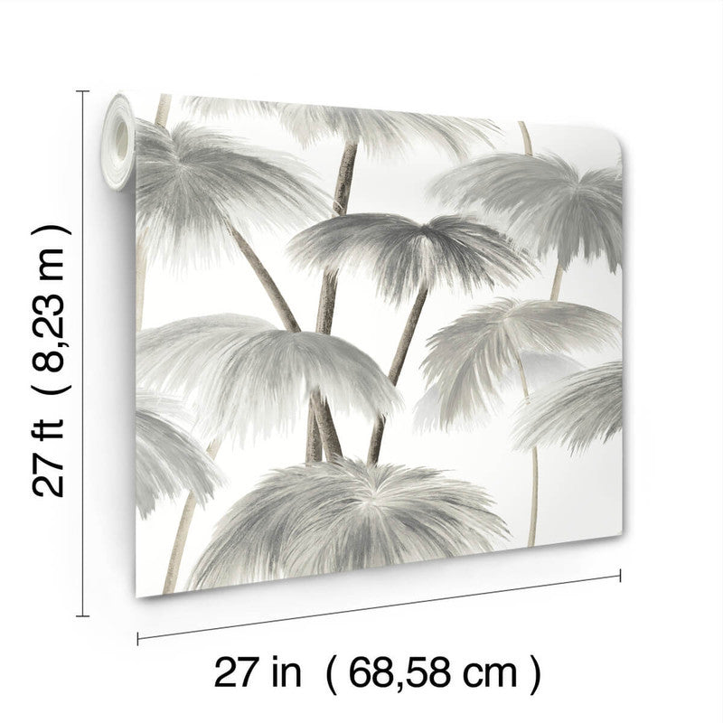 media image for Plein Air Palms Wallpaper in Black & White 256