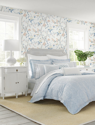 product image for Floral Trail Peel & Stick Wallpaper in Melon/Carolina Blue by Lillian August for NextWall 42