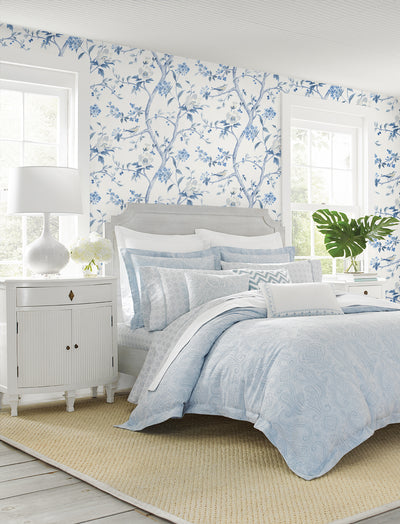 product image for Floral Trail Peel & Stick Wallpaper in Bluestone by Lillian August for NextWall 74
