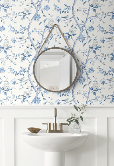 product image for Floral Trail Peel & Stick Wallpaper in Bluestone by Lillian August for NextWall 32