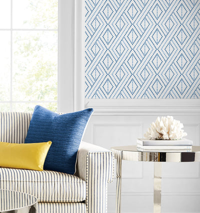 product image for Boho Grid Peel & Stick Wallpaper in Denim Blue by Lillian August for NextWall 17