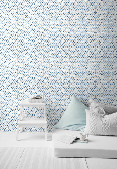 product image for Boho Grid Peel & Stick Wallpaper in Denim Blue by Lillian August for NextWall 93