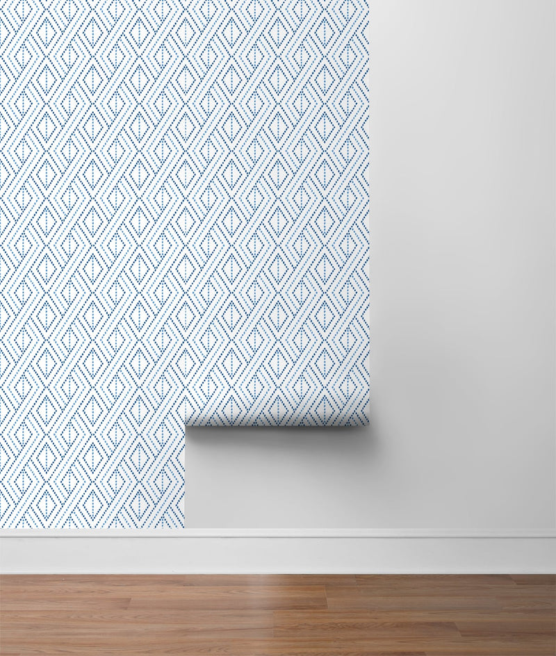 media image for Boho Grid Peel & Stick Wallpaper in Denim Blue by Lillian August for NextWall 20