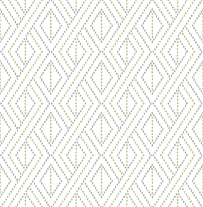 product image of Boho Grid Peel & Stick Wallpaper in Argos Grey/Yellow by Lillian August for NextWall 525