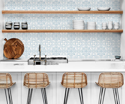 product image for Villa Mar Tile Peel & Stick Wallpaper in Hampton Blue by Lillian August for NextWall 58