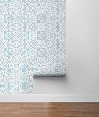 product image for Villa Mar Tile Peel & Stick Wallpaper in Hampton Blue by Lillian August for NextWall 35