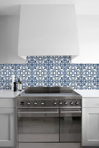 product image for Villa Mar Tile Peel & Stick Wallpaper in Denim Blue by Lillian August for NextWall 10