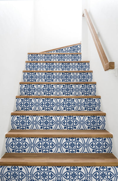 product image for Villa Mar Tile Peel & Stick Wallpaper in Denim Blue by Lillian August for NextWall 43