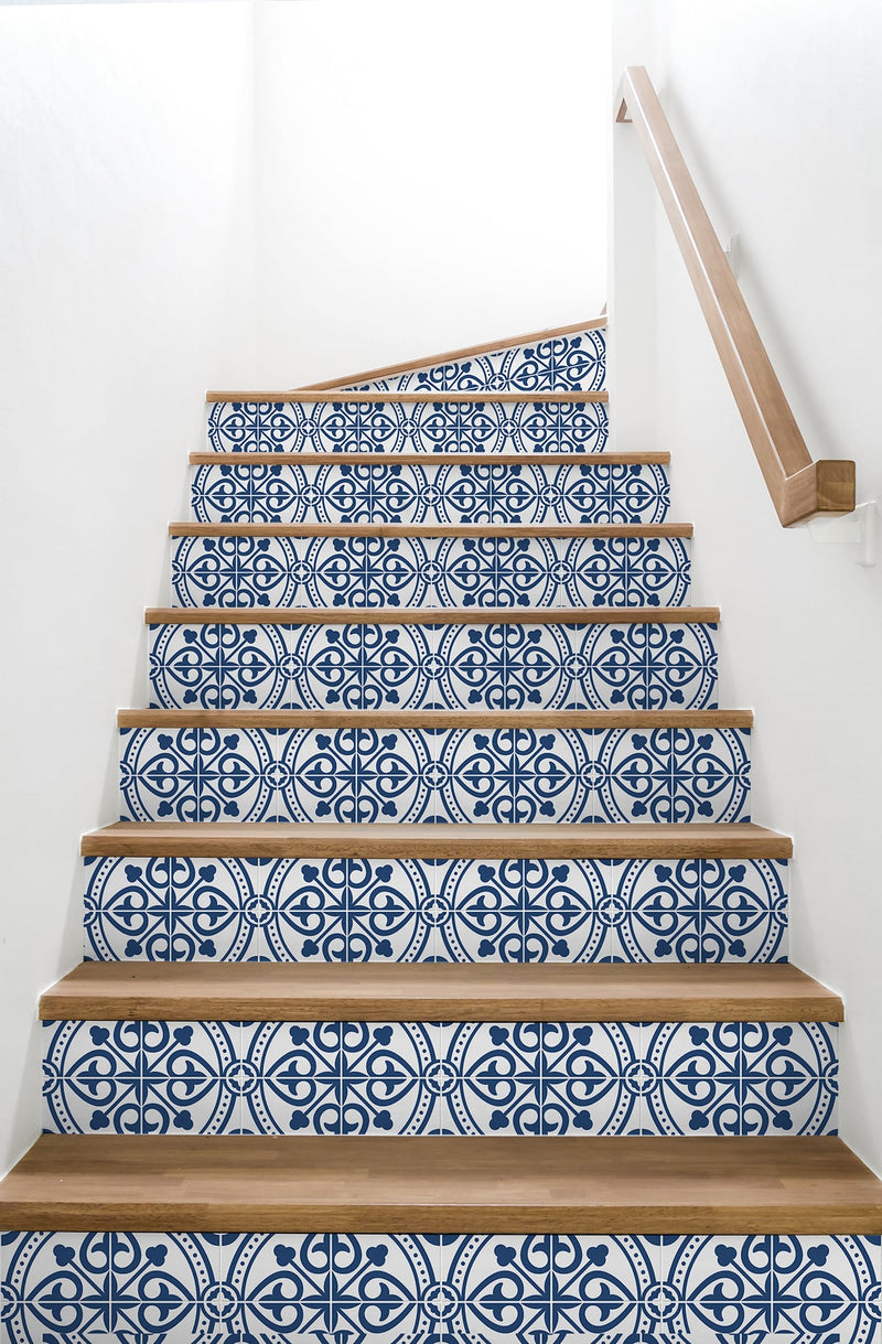 media image for Villa Mar Tile Peel & Stick Wallpaper in Denim Blue by Lillian August for NextWall 22