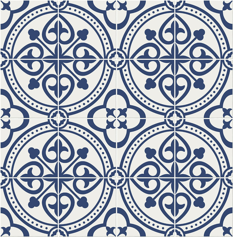 media image for Villa Mar Tile Peel & Stick Wallpaper in Denim Blue by Lillian August for NextWall 241
