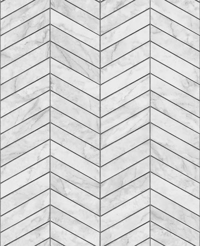 product image for Marbled Chevron Peel & Stick Wallpaper in Calcutta/Charcoal by Lillian August for NextWall 86