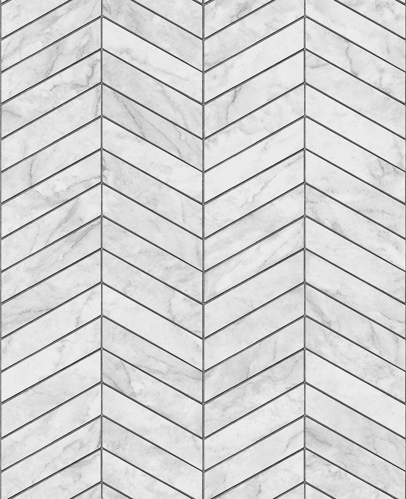media image for Marbled Chevron Peel & Stick Wallpaper in Calcutta/Charcoal by Lillian August for NextWall 284