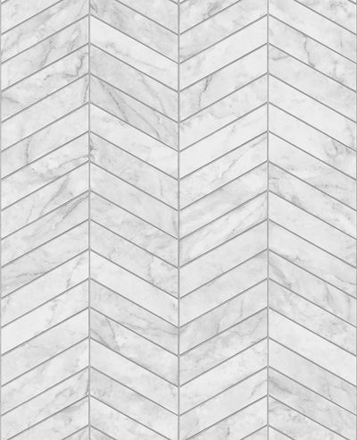 product image of Sample Marbled Chevron Peel & Stick Wallpaper in Calcutta/Argos Grey by Lillian August for NextWall 599