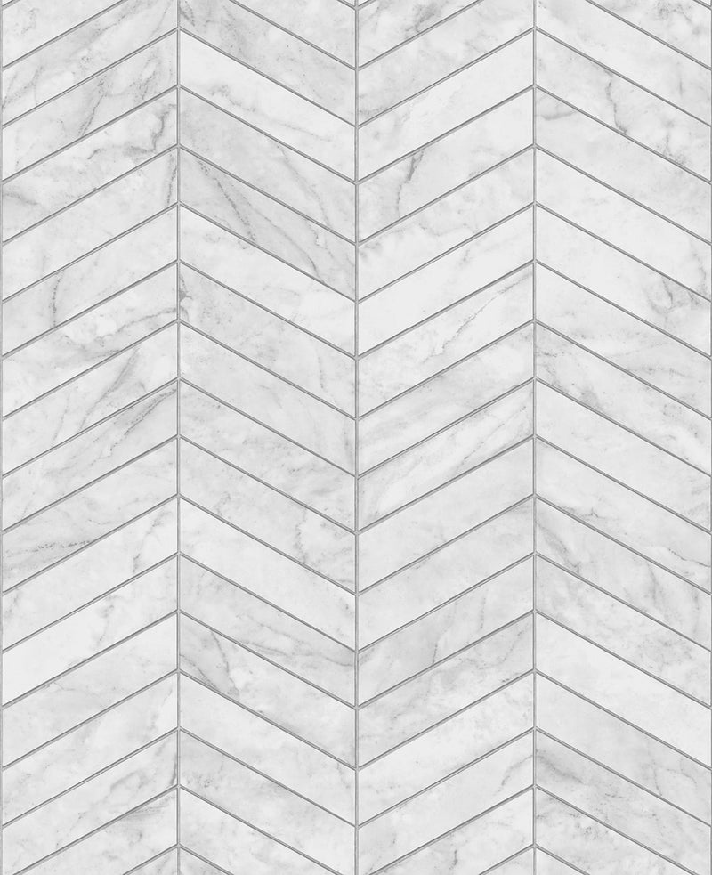 media image for Sample Marbled Chevron Peel & Stick Wallpaper in Calcutta/Argos Grey by Lillian August for NextWall 269