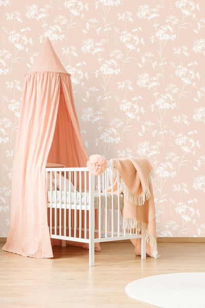 product image for Floral Mist Peel & Stick Wallpaper in Peach Petal by Lillian August for NextWall 30