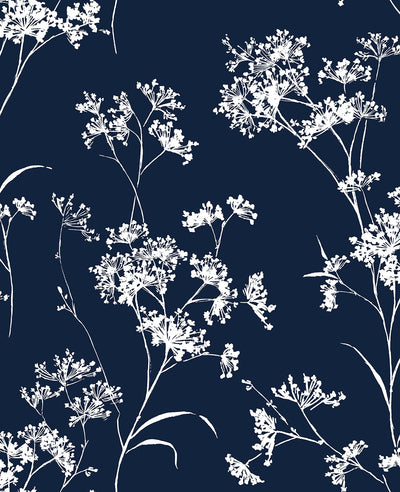 product image of Floral Mist Peel & Stick Wallpaper in Hampton Blue by Lillian August for NextWall 593