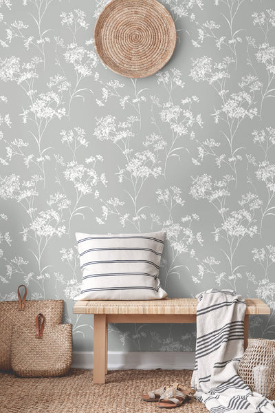 product image for Floral Mist Peel & Stick Wallpaper in Alloy by Lillian August for NextWall 79