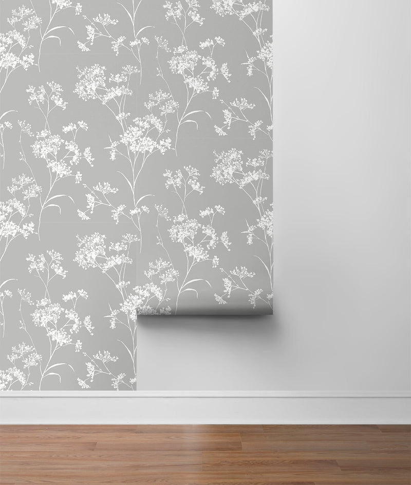 media image for Floral Mist Peel & Stick Wallpaper in Alloy by Lillian August for NextWall 235