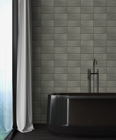 product image for Rib Tile Peel & Stick Wallpaper in Charcoal by Lillian August for NextWall 89