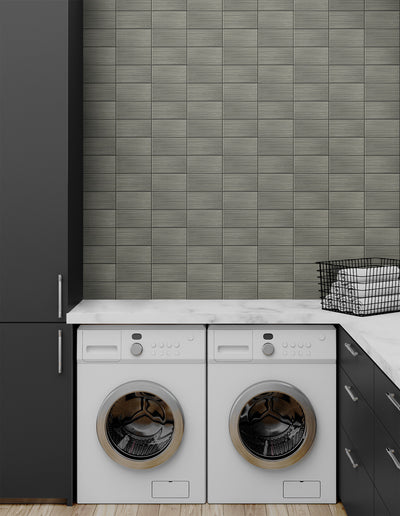product image for Rib Tile Peel & Stick Wallpaper in Charcoal by Lillian August for NextWall 99