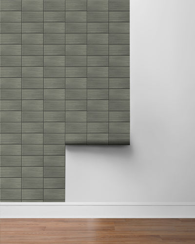 product image for Rib Tile Peel & Stick Wallpaper in Charcoal by Lillian August for NextWall 88