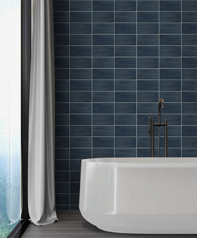 product image for Rib Tile Peel & Stick Wallpaper in Denim Blue by Lillian August for NextWall 2