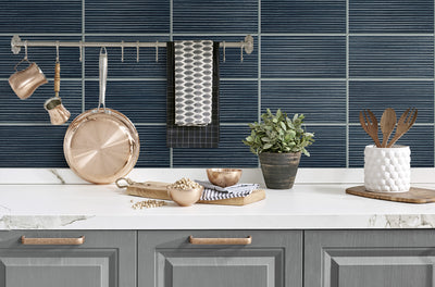 product image for Rib Tile Peel & Stick Wallpaper in Denim Blue by Lillian August for NextWall 63