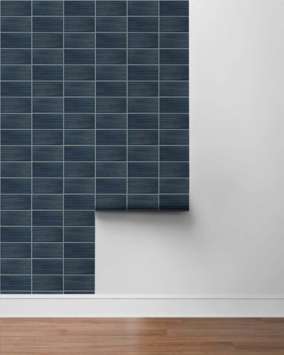 product image for Rib Tile Peel & Stick Wallpaper in Denim Blue by Lillian August for NextWall 34