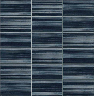 product image of Rib Tile Peel & Stick Wallpaper in Denim Blue by Lillian August for NextWall 556