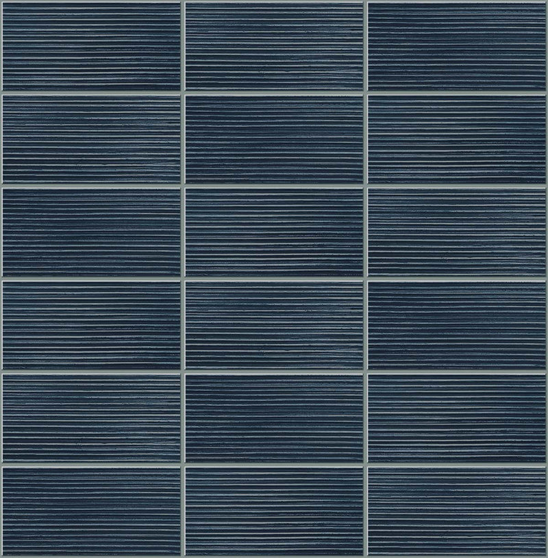 media image for Rib Tile Peel & Stick Wallpaper in Denim Blue by Lillian August for NextWall 259