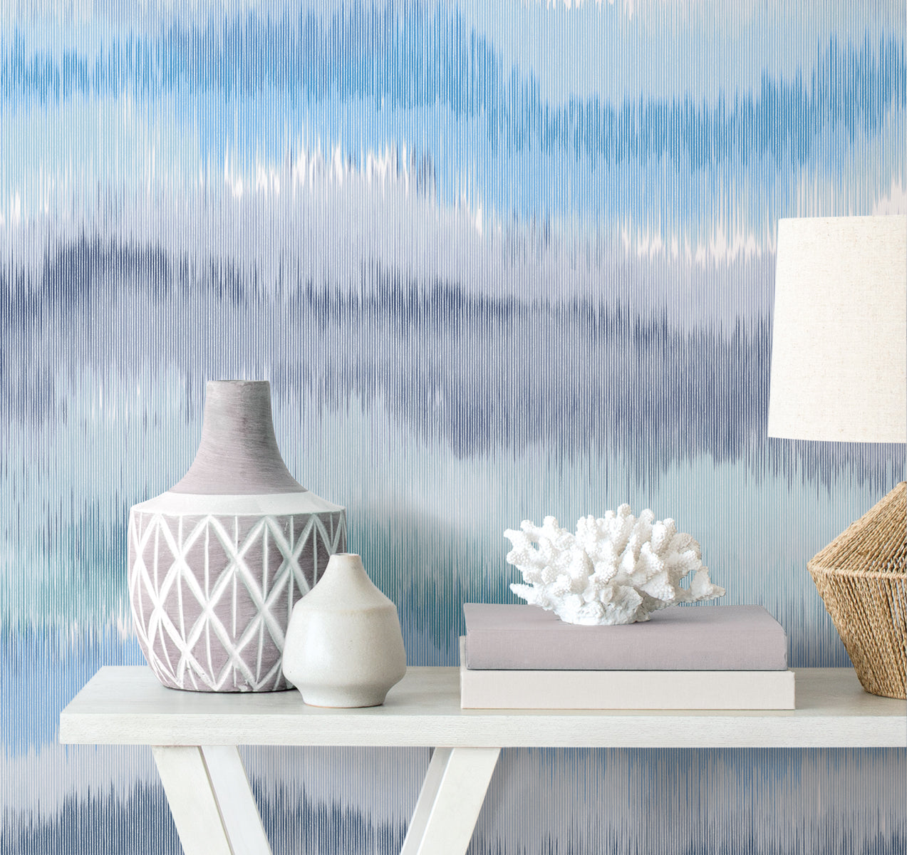 Shop Ikat Waves Peel & Stick Wallpaper in Lakeside | Burke Decor