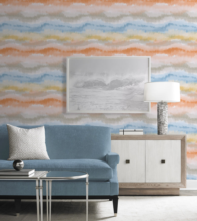 media image for Ikat Waves Wallpaper in Sunset by Lillian August 250