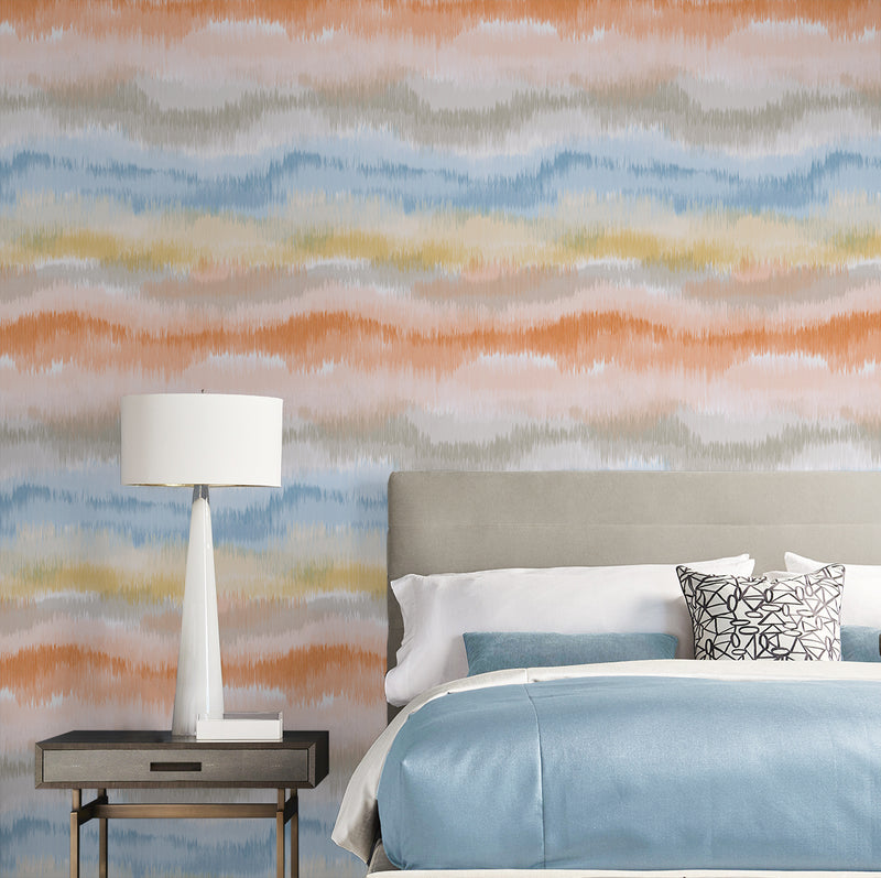 media image for Ikat Waves Wallpaper in Sunset by Lillian August 240