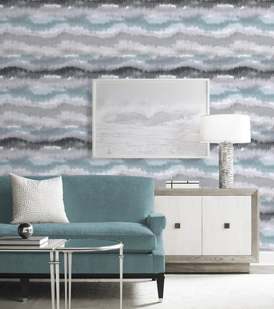 product image for Ikat Waves Wallpaper in Morning Fog by Lillian August 4