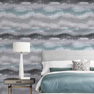 product image for Ikat Waves Wallpaper in Morning Fog by Lillian August 46