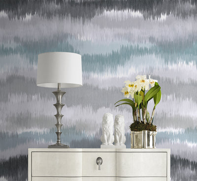 product image for Ikat Waves Wallpaper in Morning Fog by Lillian August 21