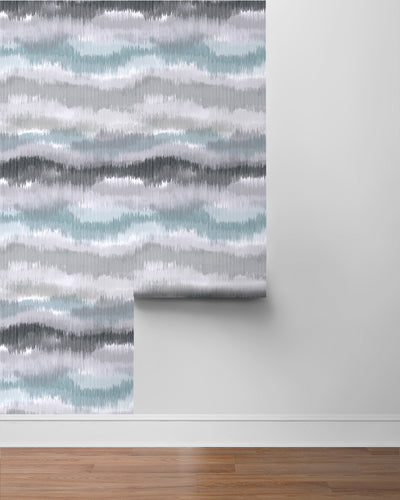 product image for Ikat Waves Wallpaper in Morning Fog by Lillian August 47