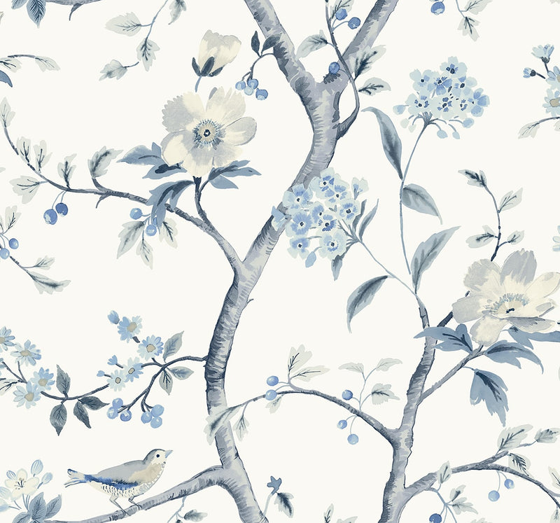 media image for Sparrow Haven Wallpaper in Breezy Blue 28