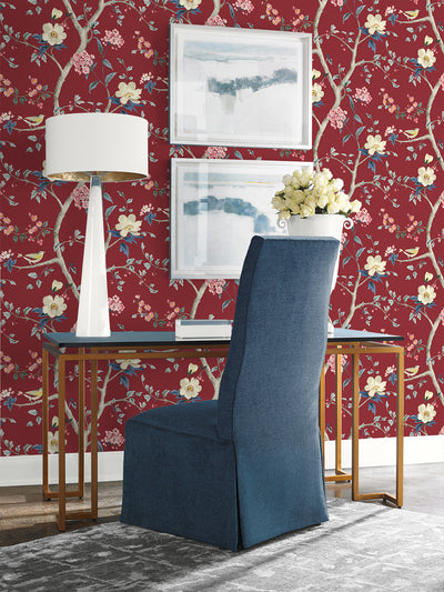product image for Sparrow Haven Wallpaper in Crimson 17