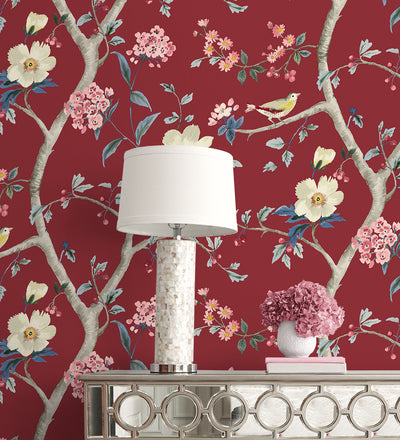 product image for Sparrow Haven Wallpaper in Crimson 18